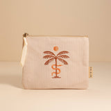 Palm Tree Corduroy Pouch in Stone