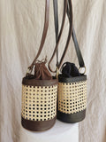 Elora - Rattan and Leather Handbag