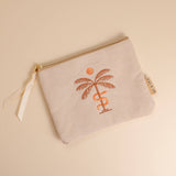 Palm Tree Corduroy Pouch in Stone - Cai & Jo
