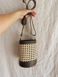 Elora - Rattan and Leather Handbag