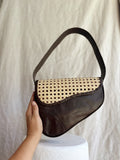 Charlotte - Rattan and Leather Shoulder Bag