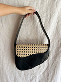 Charlotte - Rattan and Leather Shoulder Bag