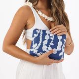 Small Pouch - Shell Lei in White/Navy by Aloha Collection