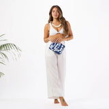 Small Pouch - Shell Lei in White/Navy by Aloha Collection