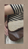 Charlotte - Rattan and Leather Shoulder Bag