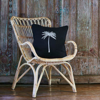 Oasis Palm Cushion in Black with White Palm