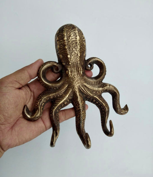 Brass Octopus Wall Hanger Hook
