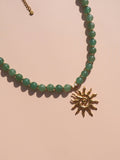 Spiral Sun Green Aventurine Natural Gemstone Beaded Necklace - By Alesi Jewellery