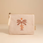 Palm Tree Corduroy Pouch in Stone