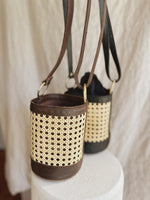 Elora - Rattan and Leather Handbag
