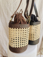 Elora - Rattan and Leather Handbag