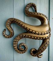 Large Brass Octopus Tentacle Door Pull