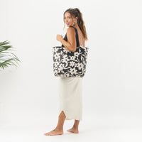 Day Tripper Tote Bag - Fall Flowers in Black/Sandstone Aloha Collection