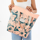 Day Tripper Tote Bag - Flor del Mar Day Tripper in Dark Teal/Peachy by Aloha Collection