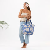 Day Tripper Tote Bag - Salina in Tiny Stripe/Navy by Aloha Collection