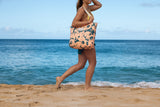 Day Tripper Tote Bag - Flor del Mar Day Tripper in Dark Teal/Peachy by Aloha Collection