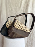 “Charlotte” Rattan and Leather hand bag