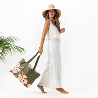 Holo Holo Reversible Tote “Mo’orea” in Bellini/Olive by Aloha Collection