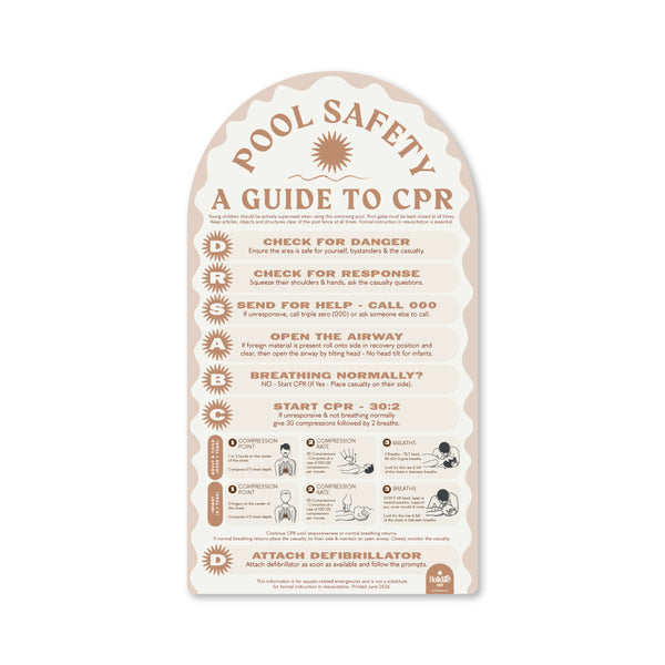 Boutique Pool Safety CPR Sign - ‘Travertine’ by Holidae Haus