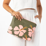 Mid Pouch - Mo’orea in Bellini on Olive Aloha Collection