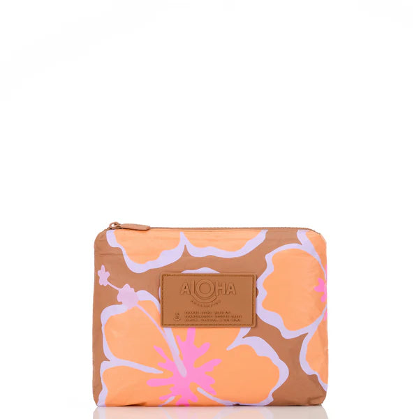 Small Pouch - Pua Waikiki in Toffee by Aloha Collection