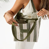 Reversible Tote in Olive Sandstone/Market Stripe by Aloha Collection