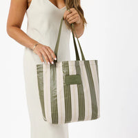 Reversible Tote in Olive Sandstone/Market Stripe by Aloha Collection