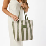 Reversible Tote in Olive Sandstone/Market Stripe by Aloha Collection