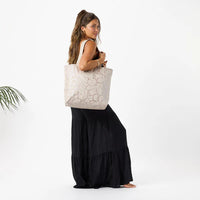 Day Tripper Tote Bag - Backyard in Oyster/Sandstone by Aloha Collection