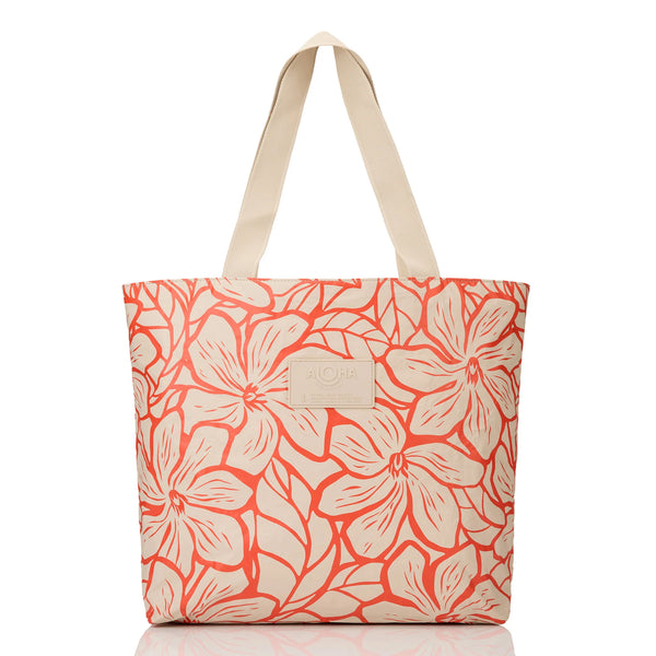 Day Tripper Tote Bag - Backyard in Red Haute/Sandstone by Aloha Collection