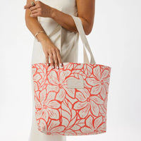 Day Tripper Tote Bag - Backyard in Red Haute/Sandstone by Aloha Collection