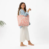 Day Tripper Tote Bag - Backyard in Red Haute/Sandstone by Aloha Collection