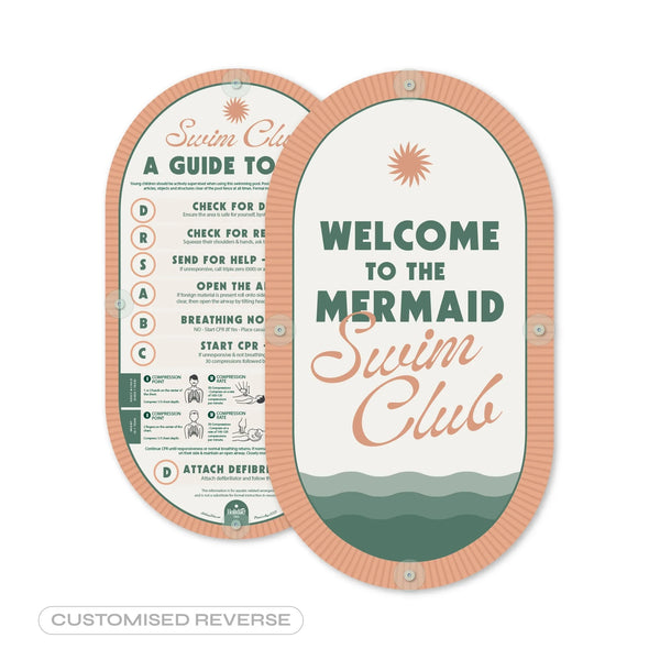 Customisable Double-Sided Mid Century Pool CPR Sign in ‘Rosé Pink’ - by Holidae Haus