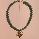 Spiral Sun Green Aventurine Natural Gemstone Beaded Necklace - By Alesi Jewellery