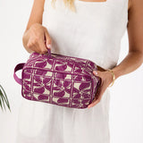Dopp Kit Toiletry Bag - Lattice in Sandstone/Plum by ALOHA Collection