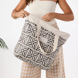 Day Tripper Tote Bag - Pasifika in Black/Sandstone by ALOHA Collection