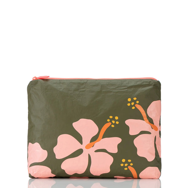 Mid Pouch - Mo’orea in Bellini on Olive Aloha Collection