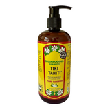 Tiki Tahiti shampoo bottle with a pump on a white background