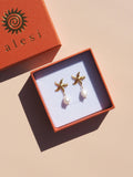 Starfish Freshwater Pearl Earrings 18K Gold - by Alesi Jewellery