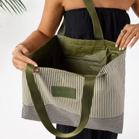 Holo Holo Reversible Tote “Cabana” in Olive/Sandstone by Aloha Collection