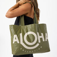 Holo Holo Reversible Tote “Cabana” in Olive/Sandstone by Aloha Collection