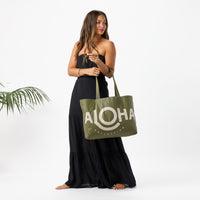 Holo Holo Reversible Tote “Cabana” in Olive/Sandstone by Aloha Collection