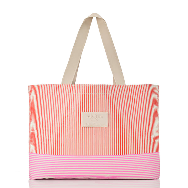 Holo Holo Reversible Tote “Cabana” in Red Haute/Sandstone by Aloha Collection