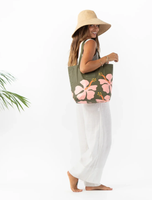 Reversible Tote “Mo’orea” in Bellini/Olive/Navy by Aloha Collection