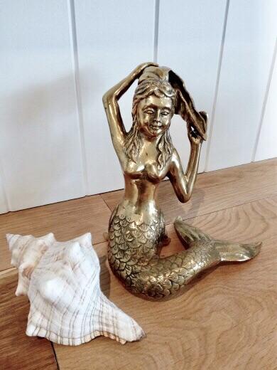 Brass Mermaid with Conch Shell