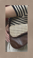 Charlotte - Rattan and Leather Shoulder Bag
