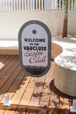 Customisable Double-Sided Mid Century Pool CPR Sign in ‘Tuxedo Black ’ - by Holidae Haus