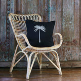 Oasis Palm Cushion in Black with White Palm