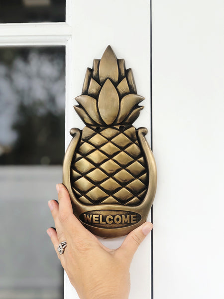 Welcome Pineapple Door Knocker in Brass
